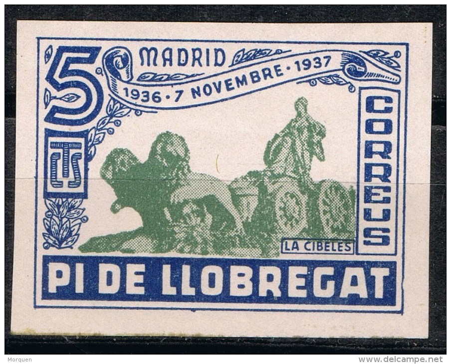 Viñeta Local PI De LLOBREGAT (Barcelona) 5 Cts. Cibeles Madrid ** - Viñetas De La Guerra Civil