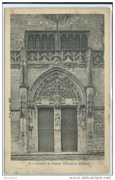 Anet-Portail De L'Église Paroissiale D'Anet (Légèrement Sale,voir Scan)-(CPA) . - Anet