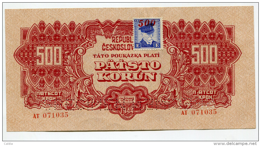 Tchécoslovaquie Czechoslovakia 500 Korun 1944 XF+++ / AUNC With STAMP  SPECIMEN - Tchécoslovaquie