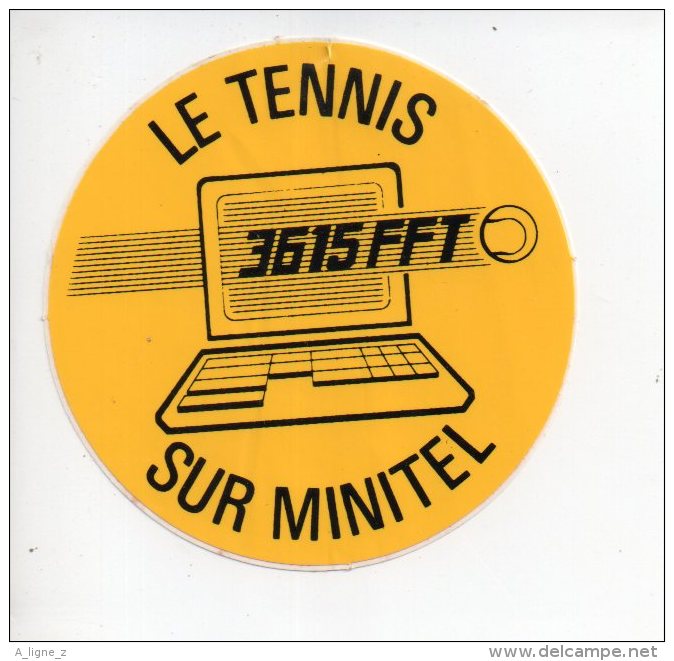 REF 7  : Sticker Autocollant Publicitaire Le Tennis 3615 FFT Sur Minitel - Autocollants