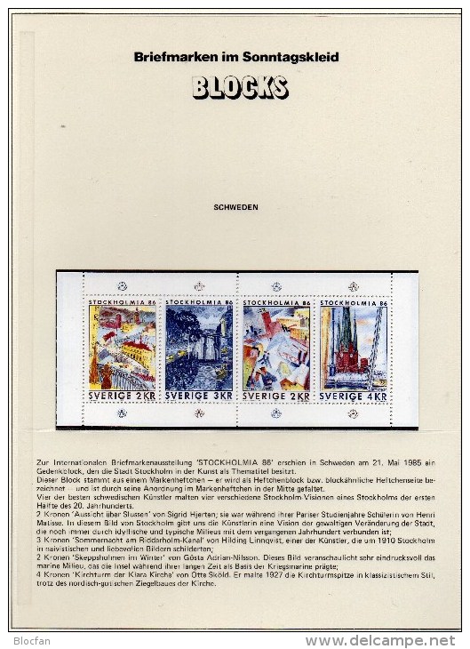 Stockholm 1985 Schweden 1336/9 HBl. 134 MH 107 ** 4€ Gemälde-Kunst Bloques History Se-tenant EXPO Art Booklet Bf Sverige - Blocs-feuillets