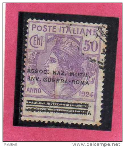 ITALIA REGNO ITALY 1924  PARASTATALI OPERA NAZIONALE PROTEZIONE INVALIDI GUERRA ASSOCIAZIONE MUTILATI CENT 50 USATO USED - Franchise