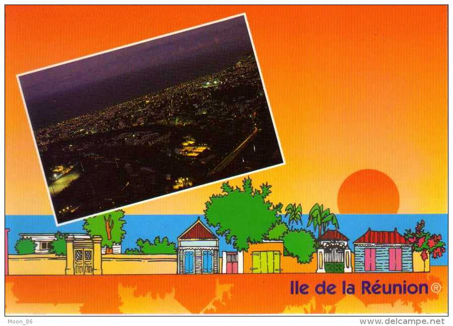 974 - ILE DE LA REUNION -   Ile Bourbon - Vue Aérienne De SAINT DENIS Vue De Nuit - Saint Denis