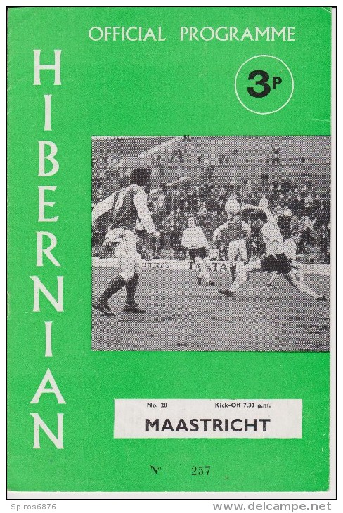 Official Football Programme HIBERNIAN - MAASTRICHT Friendly Match 1971 - Apparel, Souvenirs & Other