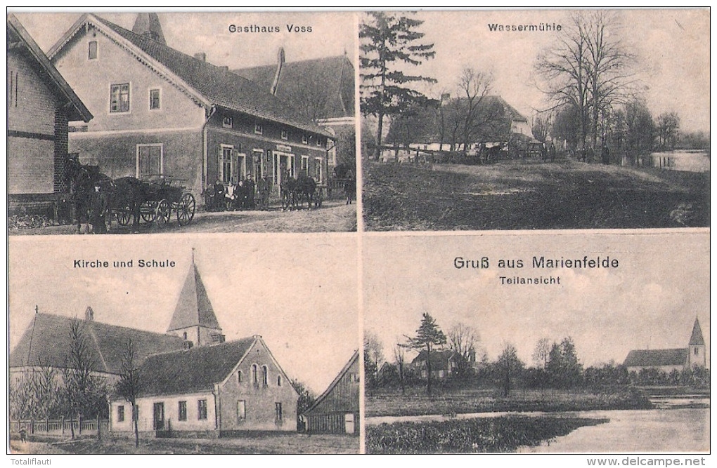 Gruß Aus Marienfelde Gasthaus Voss Wasser Mühle Kirche Schule &#346;wita&#322;y Ungelaufen Postort Bei Danzig - Danzig