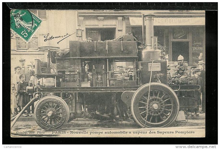 PARIS  POMPIERS - Nouvelle Pompe Automobile à Vapeur Des Sapeurs Pompiers - Weyher Et Richemond - éditeur GONDRY - Sapeurs-Pompiers