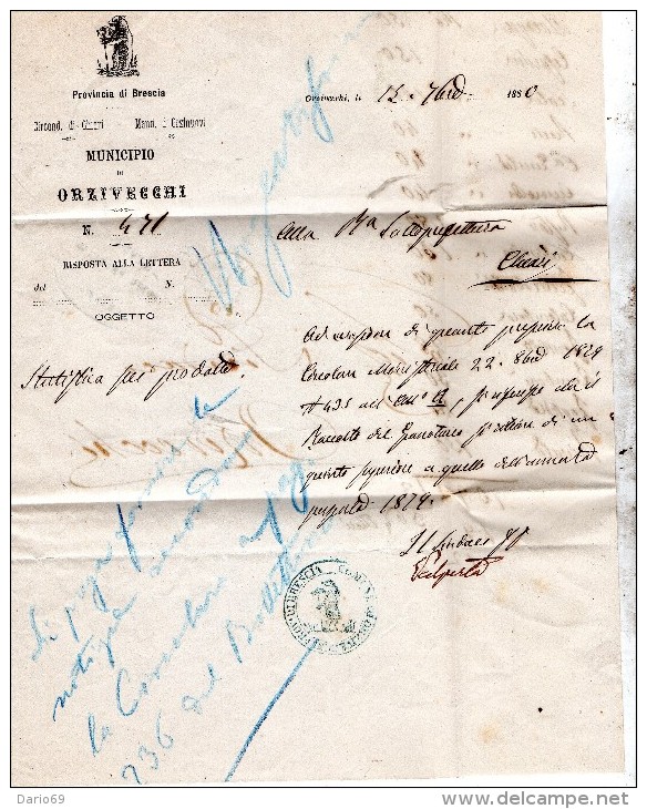 1880  LETTERA CON ANNULLO BRESCIA - Storia Postale