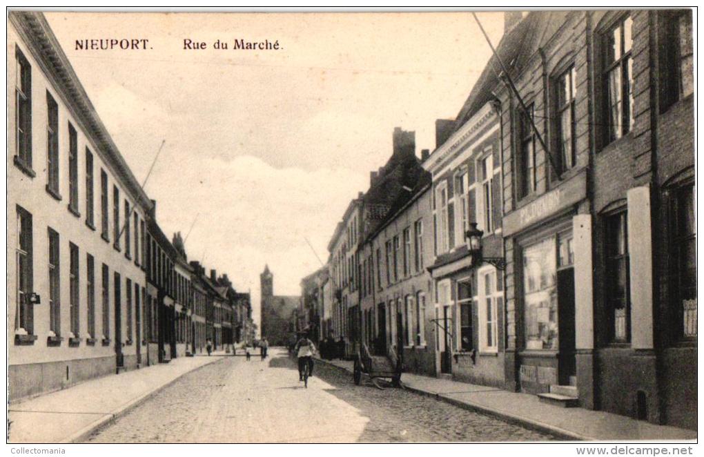 Nieuwpoort 6 CPA  Teerlinck Hotel Marktstr Vissersboot   Toren  Weg Naar Diksmuide Stoet - Nieuwpoort