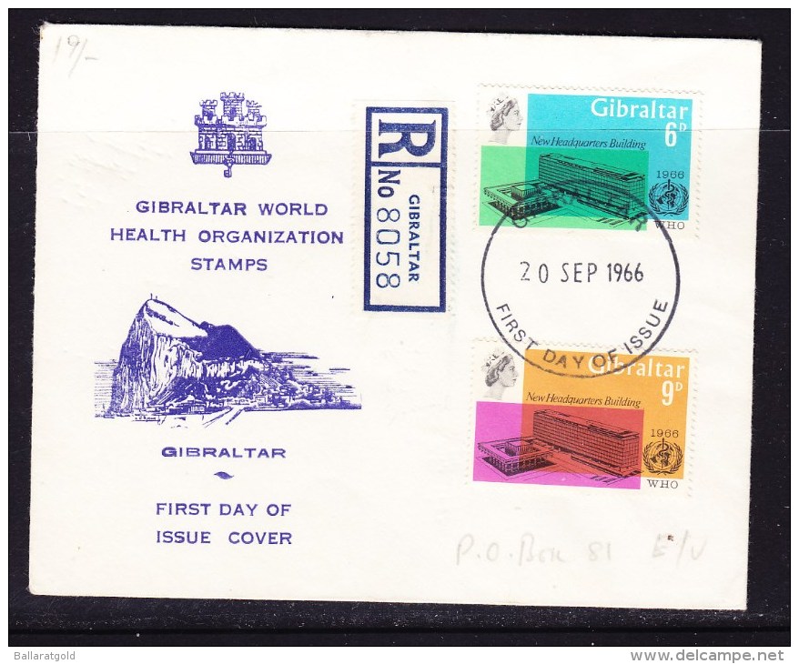 Gibraltar 1966 WHO REGISTERED First Day Cover - Gibraltar