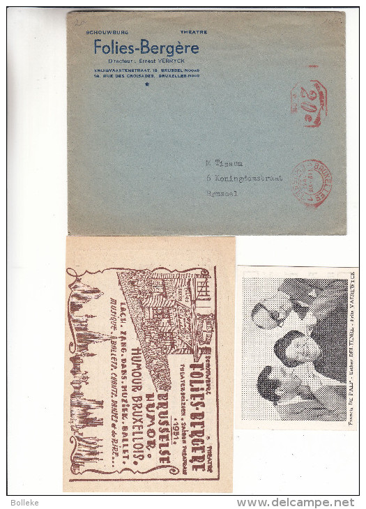 Belgique - Lettre De 1951 ° - EMA - Empreintes Machines - Spectacle - Folies Bergère - Avec Document - ...-1959