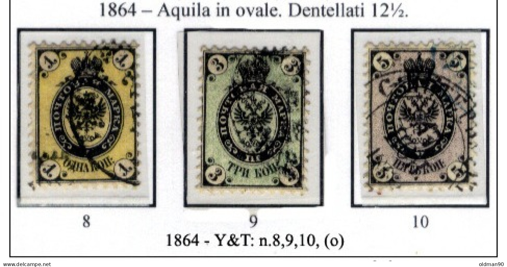 Russia-0007 - Emissione 1864 - Y&T: N. 8,9,10, (o) - Privi Di Difetti Occulti - - Usati