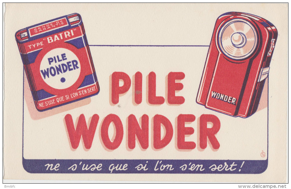 Buvard :  Pile WONDER - Batterie