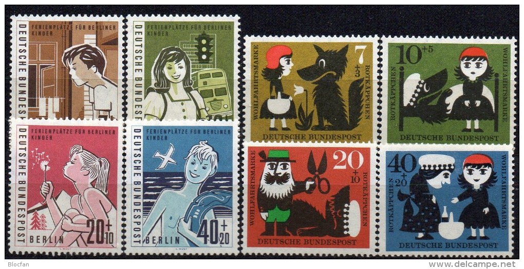 WF/Jugendserie 1960 BRD 340/3+193/6 ** 7€ Ferienkinder Märchen Rotkäppchen Holliday Set Germany - Other & Unclassified