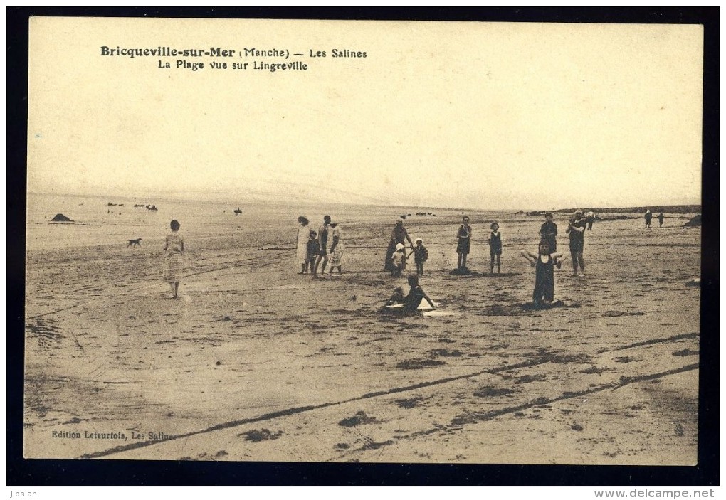 Cpa Du 50 Bricqueville Sur Mer Les Salines La Plage Vue Sur Lingreville .......  Bréhal    AO9 - Brehal