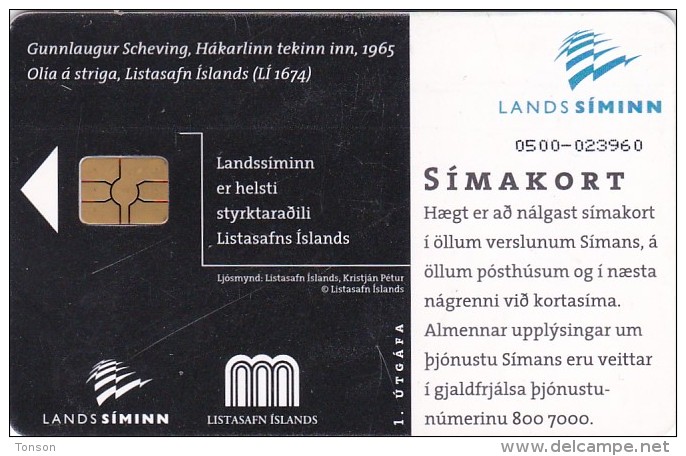 Iceland, ICE-C-01, 500 Kronur, Gunnlaugur Sheving´s Painting, 2 Scans. - Islande