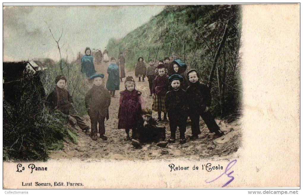 De Panne 7 CPA Lust Soeurs Furnes. 1902  Toboggan Villa Orban   Zeelaan Hotel De La Digue Hotel Terlinck  Sugg - Veurne