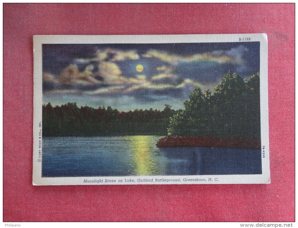 North Carolina> Greensboro Moonlight Scene On Lake Guilford Battleground      Ref 1533 - Greensboro