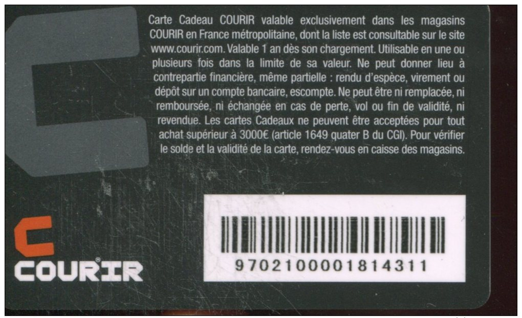 CD2898    CARTE CADEAU  A VOIR  FRANCE - Gift Cards