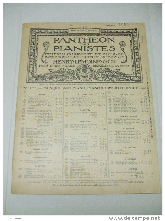 Partition Panthéon Des Pianistes : CAPRICCIO BRILLANT De F. MENDELSSOHN N° 1047 - Keyboard Instruments