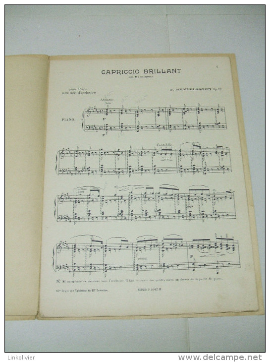 Partition Panthéon Des Pianistes : CAPRICCIO BRILLANT De F. MENDELSSOHN N° 1047 - Strumenti A Tastiera