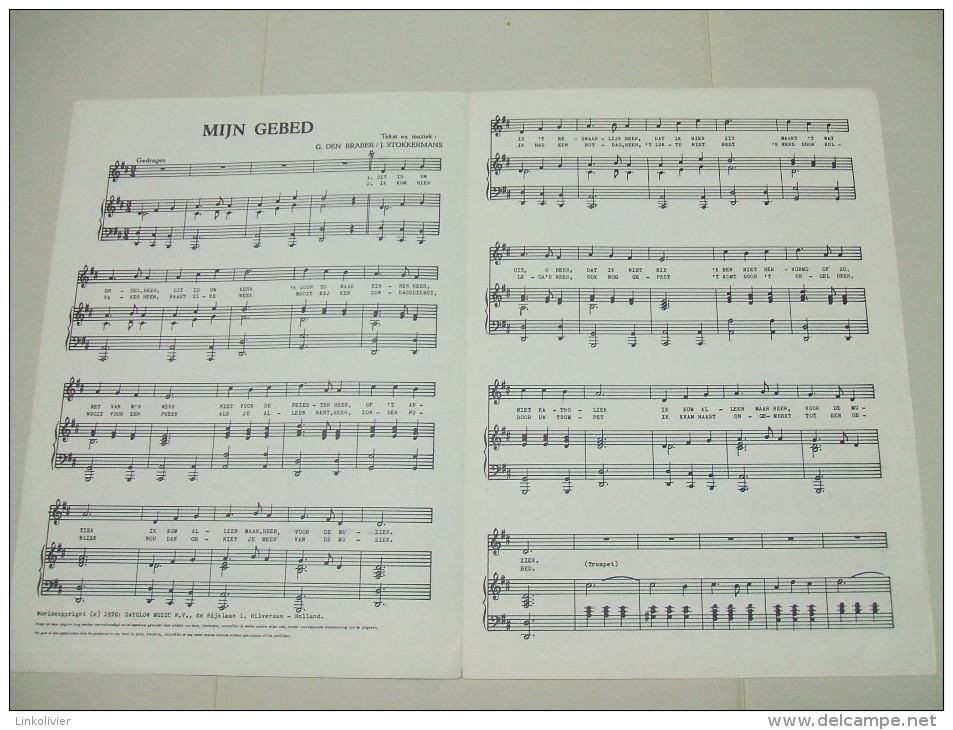 Partition : Mijn Gebed (Ma Prière) De G. DEN BRABER Et J. STOKKERMANS - Keyboard Instruments