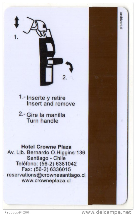 CLE D'HOTEL  CROWNE PLAZA Santiago CHILI - Hotel Key Cards