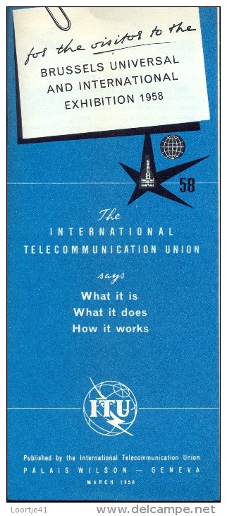 Dépliant Brochure - Pub Reclame - International Telecommunication Union -  Expo Brussel 1958 - Non Classés