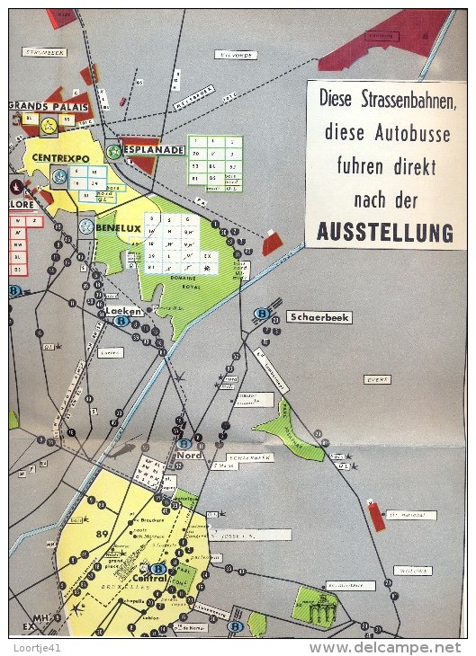 Dépliant Brochure - Toerisme Tourisme Kaart Transport Bus Vervoer - Expo Brussel 1958 - Autres & Non Classés