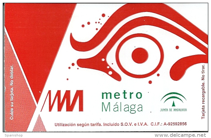 TICKET METRO MALAGA - SUBWAY - UNDERGROUND - Europa