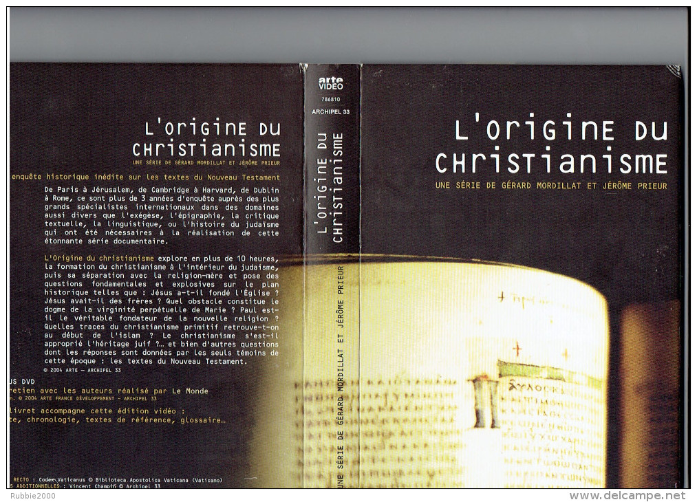 L ORIGINE DU CHRISTIANISME DE GERARD MORDILLAT ET JEROME PRIEUR COFFRET 4 DVD ET LIVRET - Documentari