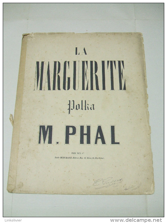 Partition : LA MARGUERITE Polka De M. PHAL (piano) - Instruments à Clavier
