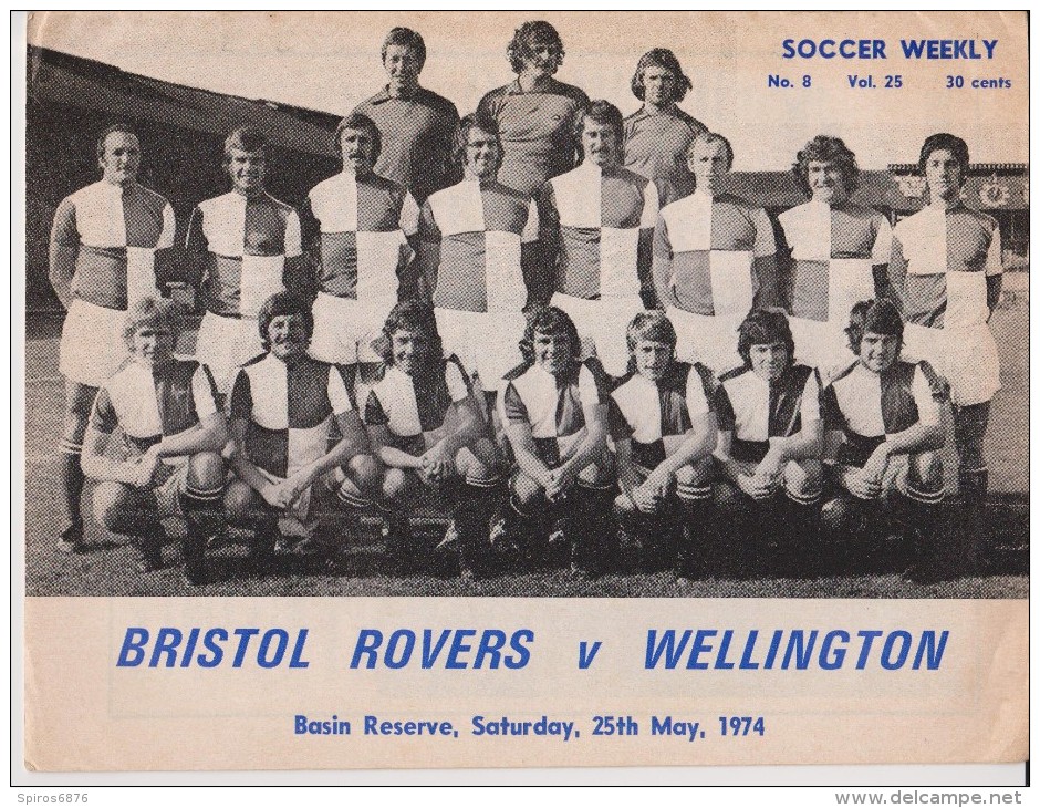 Official Football Programme WELLINGTON - BRISTOL ROVERS Friendly Match 1974 New Zealand Tour EXTREMELY RARE - Habillement, Souvenirs & Autres