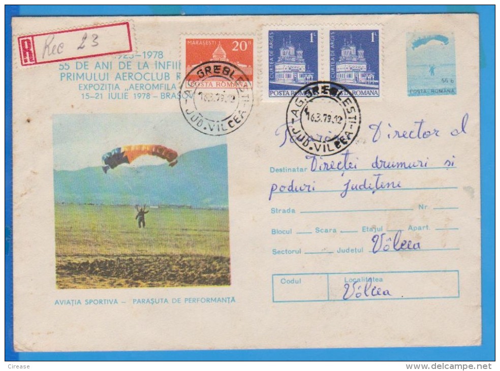 Romania 1978 Postal Stationery Cover. Sport Aviation, Skydiving, Parachutting - Parachutting