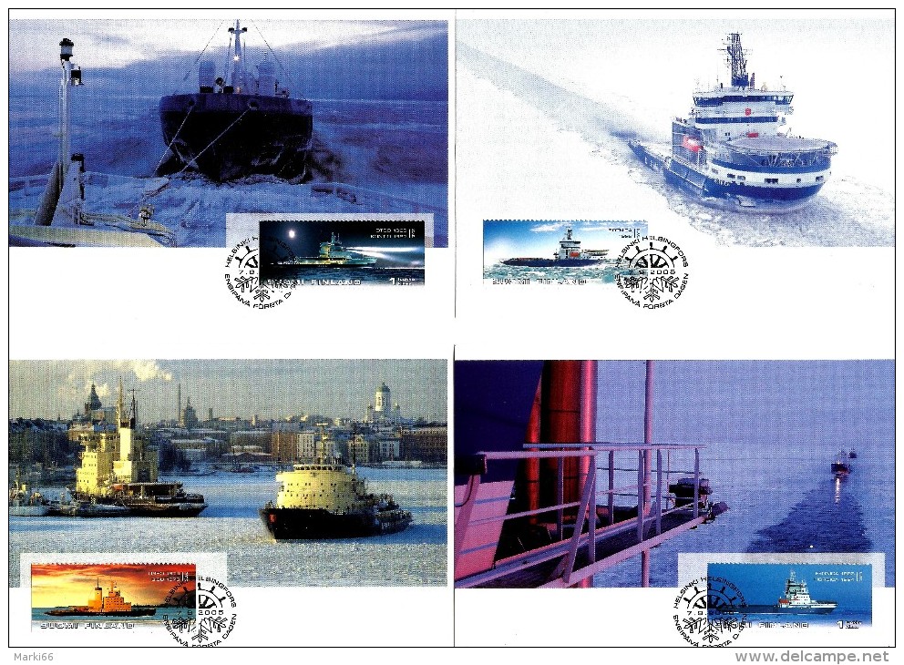 Finland - 2005 - Finnish Ships - Maximum Card Set With Original Stamps - Maximum Cards & Covers