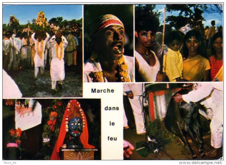 974 - ILE DE LA REUNION -  Océan Indien Ile Bourbon - RELIGION TEMPLE TAMOUL  CEREMONIE MARCHE SUR LE FEU - Autres & Non Classés