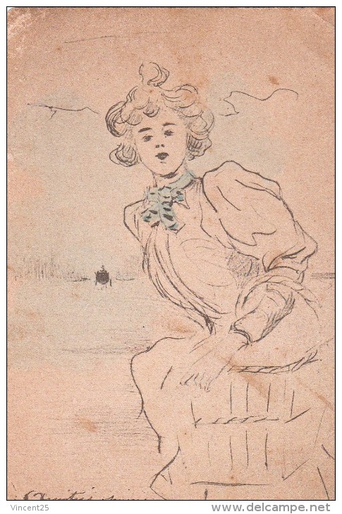 FEMME ELEGANTE   ILLUSTRATEUR HENRI BOUTEZ ENVOYER DE BREST EN 1904 - Boutet