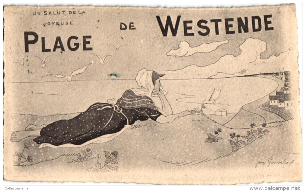 Westende  7 CPA  Station Strand    Lac Aux Dames  Ingang    Zeedijk   Dorpplaats    Litho Plage     Villa Olga - Westende