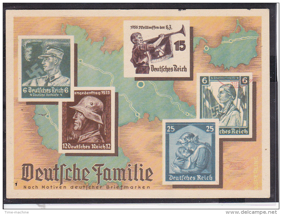 Sonderkarte Olympia Postwertzeichen Ausstellung Dresden 1936 "Deutsche Familie" - Briefe U. Dokumente