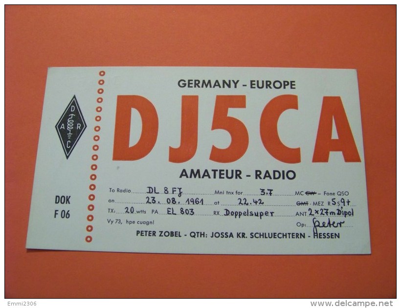 Germany    QSL   Karte   DC5CA     Radio   23.8.61       ( 14 ) - Radio