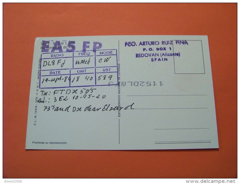 Spain  QSL   Karte     EA5FP     Radio   12.9.84     ( 14 ) - Radio