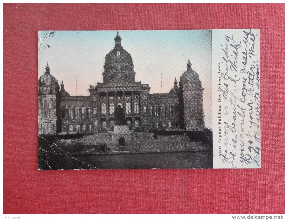 - Iowa> Des Moines State Capitol  Stamp Peeled Off Back     Ref 1535 - Des Moines