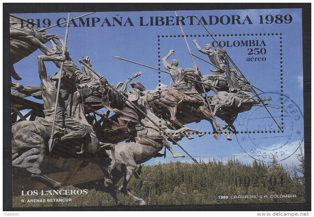 HF41.-.KOLUMBIEN / COLOMBIA.- 1989.-.  MI # :BLOCK 42 .-.USED .-. CV &euro; :?? .-. LIBERTY CAMPAIGN - Colombia