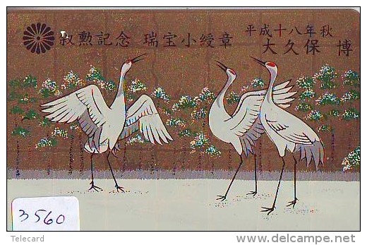 Telecarte Japon OISEAU (3560)  GRUE - Couple En Parade Sur HOKKAIDO * CRANE BIRD Japan Phonecard * KRANICH Vogel TK - Gallinacés & Faisans