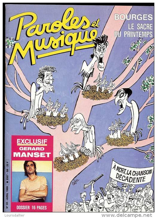 Revue PAROLES Et MUSIQUE N°59 1986 GERARD MANSET, BOURGES Le Sacre Du Printemps, CABU, LOUIS CHEDID, ROMAIN DIDIER, - Musique