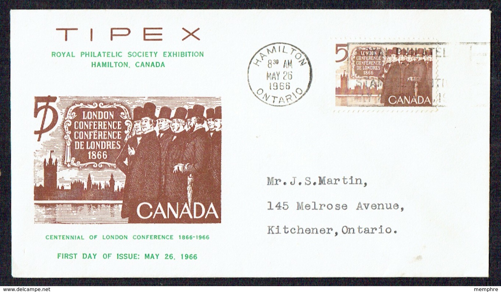 1966  London Conference Sc 448 TIPEX Cachet - 1961-1970