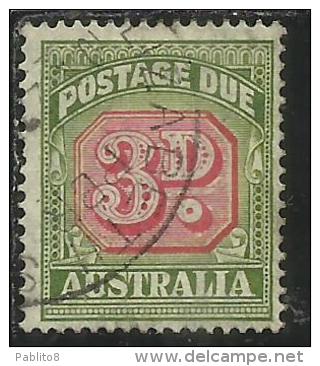 AUSTRALIA 1938 POSTAGE DUE TAXE TAX SEGNATASSE TASSE TAXES 3 D PERF. 14 1/2 X 14 USATO USED - Port Dû (Taxe)