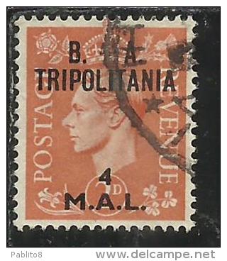 TRIPOLITANIA OCCUPAZIONE BRITANNICA 1950 BA B.A. 4 M SU 2 P TIMBRATO USED - Tripolitania