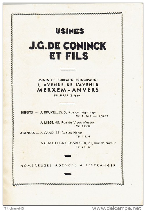 Catalogue 1934 USINES J.G. DE CONINCK ET FILS MERXEM - ANTWERPEN - Fabrique De Peintures, Vernis, émaux, Huiles, Couleur - Advertising