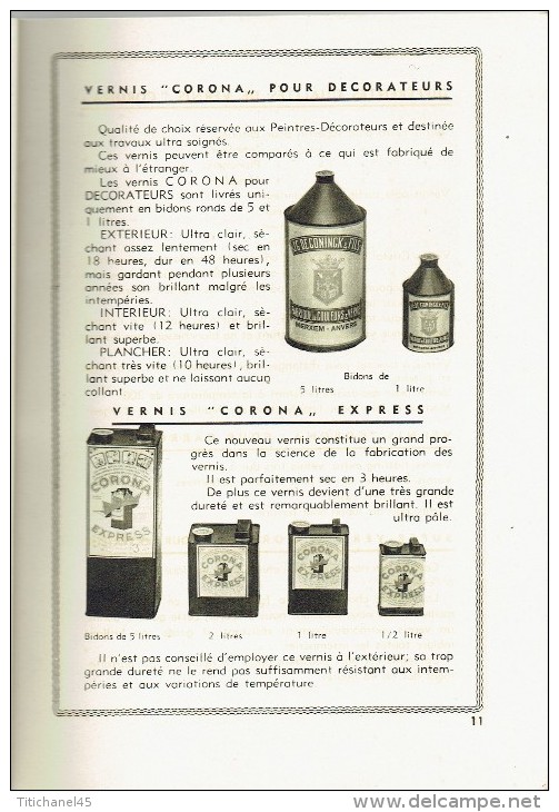 Catalogue 1934 USINES J.G. DE CONINCK ET FILS MERXEM - ANTWERPEN - Fabrique de peintures, vernis, émaux, huiles, couleur