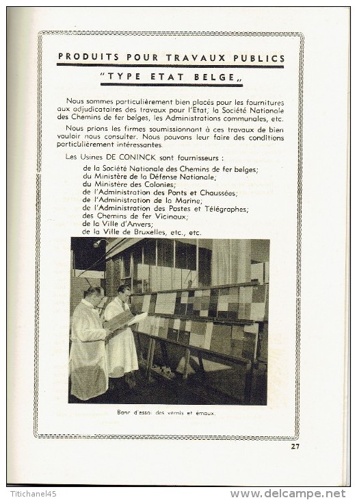 Catalogue 1934 USINES J.G. DE CONINCK ET FILS MERXEM - ANTWERPEN - Fabrique de peintures, vernis, émaux, huiles, couleur